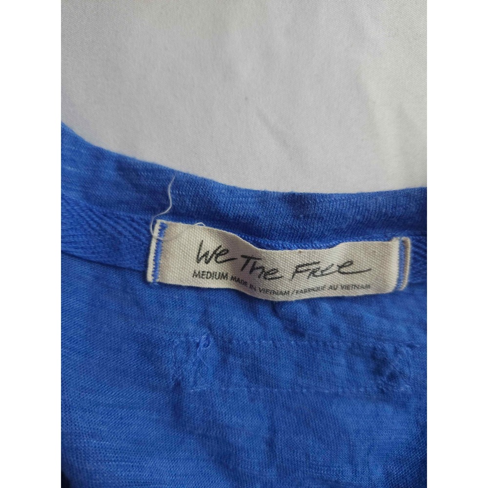 We The Free Free People Blue Long Sleeve V-Neck Pocket Tee Slub Knit Medium - Picture 4 of 7